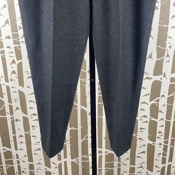 Tory Burch Wool Flannel Pleated Cropped Tapered Dress Pants Charcoal Gray XL - Picture 7 of 9